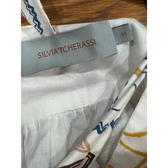 Silvia Tcherassi Calantha slip on Dress Size M Floral Cotton Shift Ruffle Hem - Picture 4 of 13
